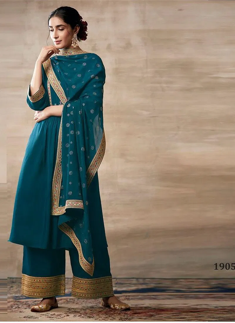 Kimora Fancy Latest Designer Heavy Festive Wear Heavy Chinon butti with Embroidery Work Salwar Suit Collection